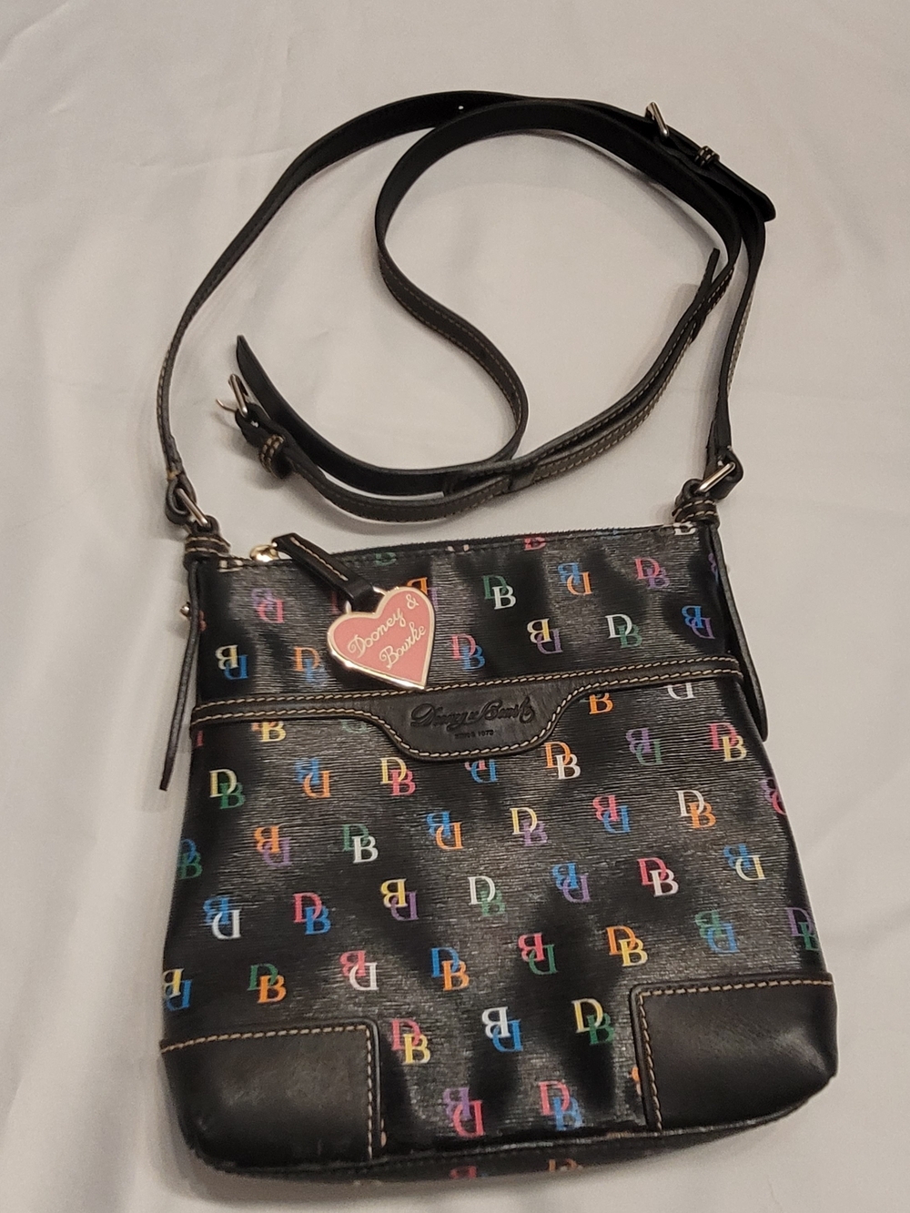 Dooney & Bourke DB75 Black Multicolor Monogram Crossbody Bag